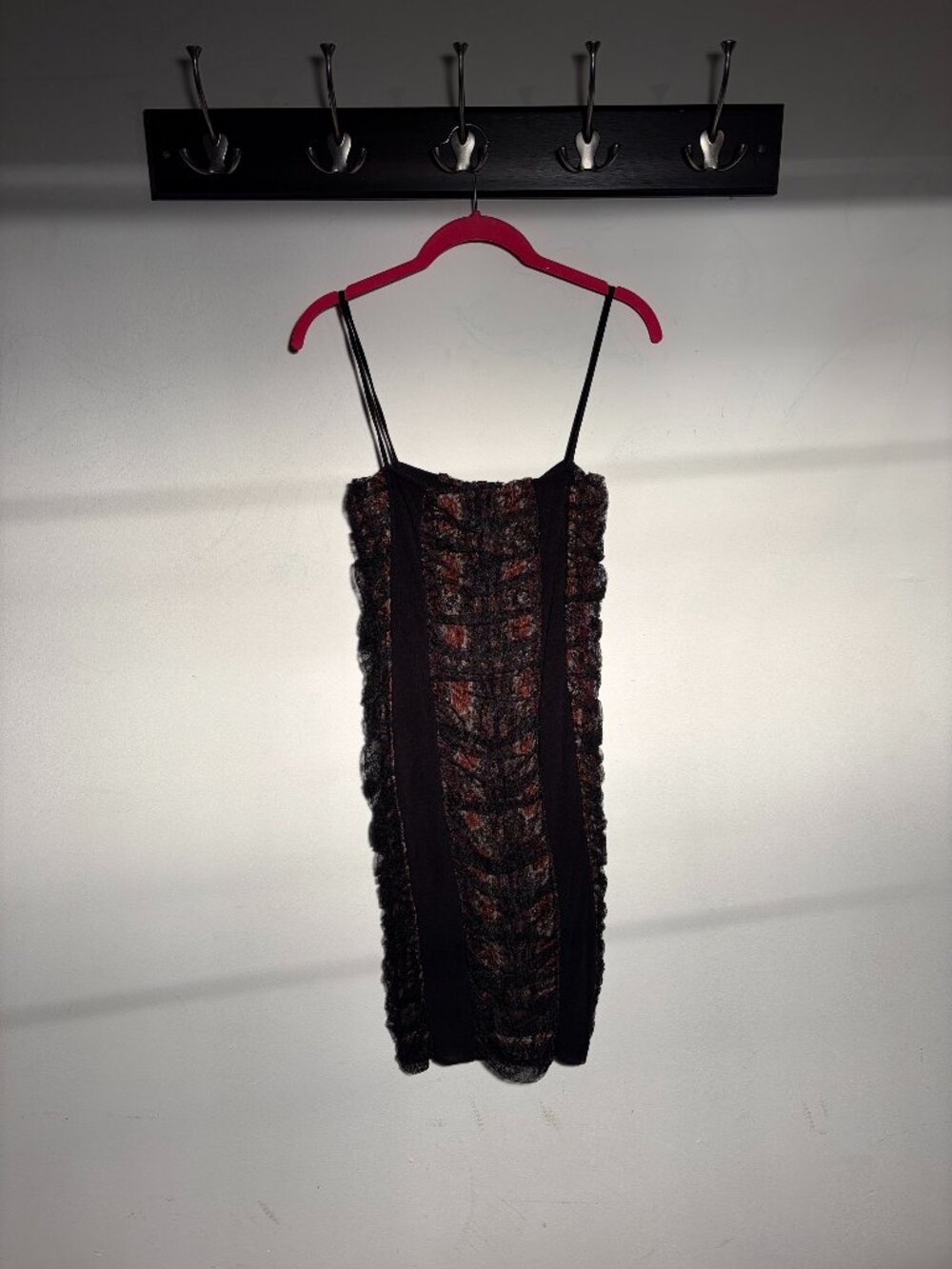 Jean Paul Gaultier Soleil Fuzzi Floral Lace Ruched Bodycon Cami Dress Large